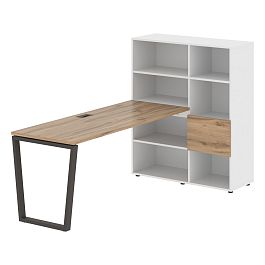 Стол-стеллаж EVRST 1117 Дуб Денвер светлый/Мокко/Белый 2190х1120х1355 EDIS - Фото предпросмотра