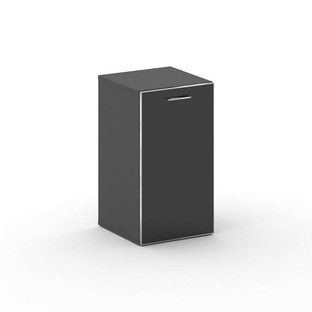 Fresco Шкаф узкий низкий правый FR.SU-302 (R) black Базальт UM/Лакобель Черный/Хром 450*460*807 - Вид 1