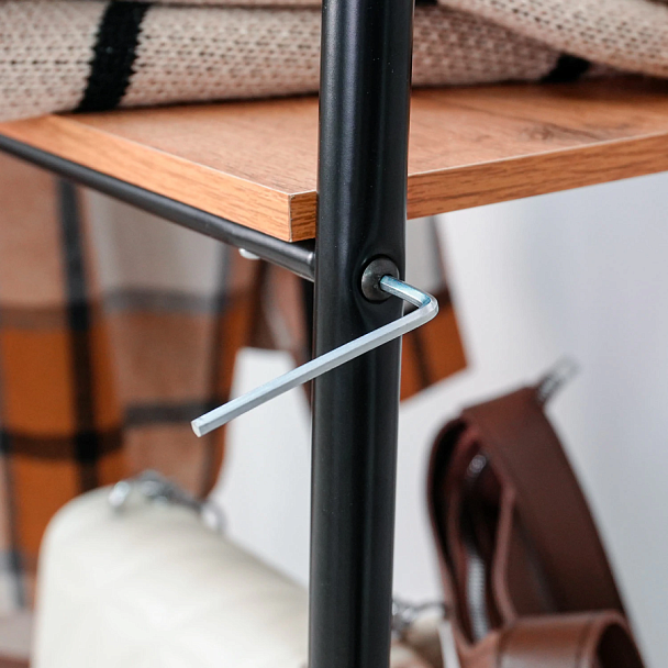 Вешалка-стеллаж "Скандинавия-1", 1470х1100х385 мм, 5 полок, металл/ЛДСП, черная/дуб, ГСС1 Ч - Вид 7