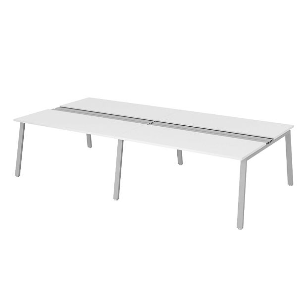 Рабочая станция на металлокаркасе с щетками "Столы для персонала"  ПК-ТНП-СР320Х160Н4/МКА/БЭ/КК-В2-972 серый - Вид 1