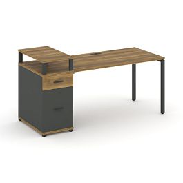 Concept Стол рабочий с 1 опорной тумбой CN.SP-413 W Сандал Янтарный/Антрацит/Металл Антрацит 1400*720*917 - Фото предпросмотра