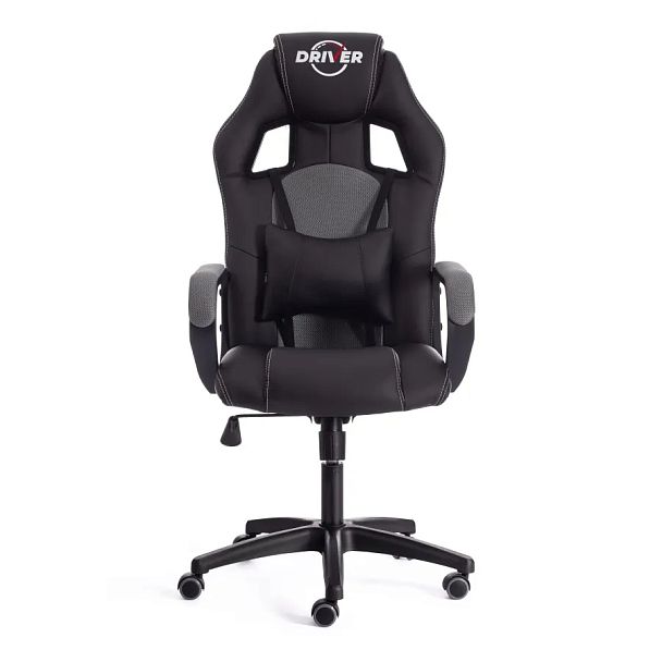 Кресло Драйвер/Driver (22), кож/зам/ткань, черный/серый - Вид 5