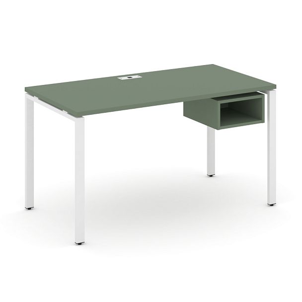 Concept Стол рабочий с подвесной тумбой с 1 открытой нишей CN.SP-104 Кобо/Металл Белый 1580*720*750 - Вид 1