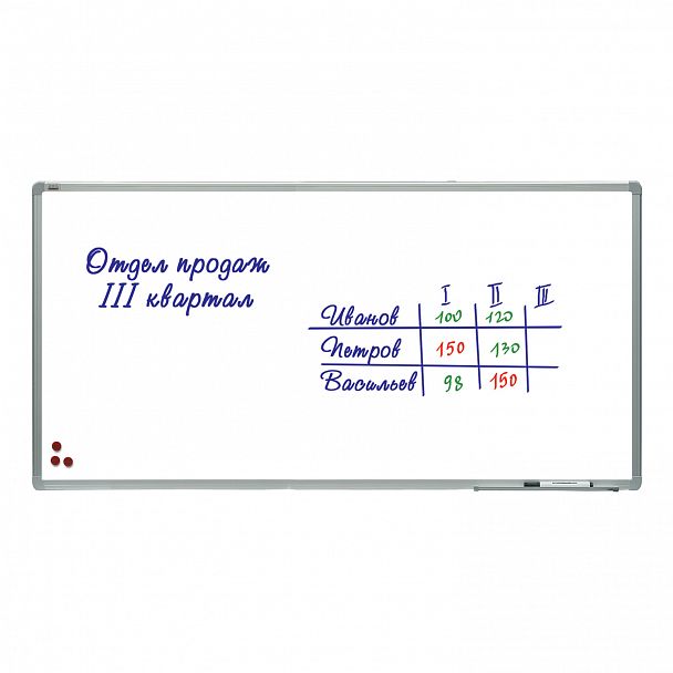 Доска магнитно-маркерная 120х240 см, алюминиевая рамка, лаковое покрытие, 2х3 (Польша), TSA1224 - Вид 2