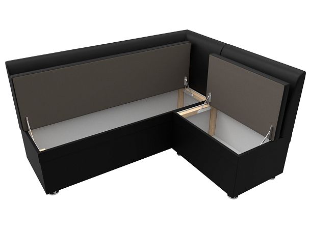 Кухонный угловой диван Уют правый (полностью экокожа черная) - Вид 7