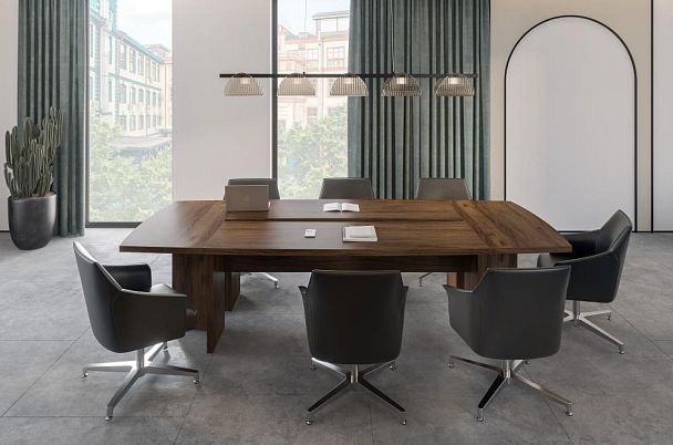 Стол переговорный большой Wing 3000х1300х750 / цвет: дуб модена, опоры ЛДСП - Вид 6