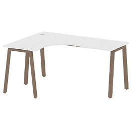 Metal System Стол криволинейный левый на А-образном м/к БА.СА-4 (L) Белый/Мокко металл 1600*1200*750 - Фото предпросмотра