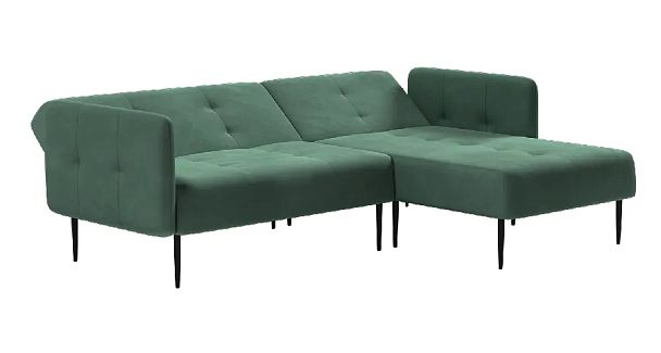 Monaco диван-кровать с шезлонгом, с подлокотниками, бархат зеленый 19 - Вид 4