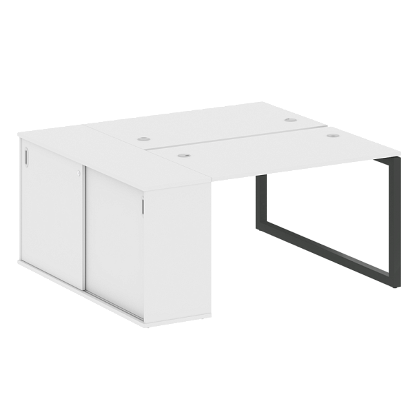 Metal System Quattro Р. ст. с шкафом-купе на О-образном м/к 50БО.РС-СШК-1.2 Т Белый/Антрацит металл 1610*1475*750 - Вид 1