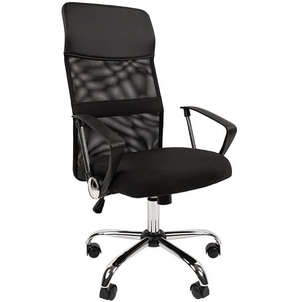 Кресло CHAIRMAN 610, ткань стандарт/сетчатый акрил, черный - Вид 1