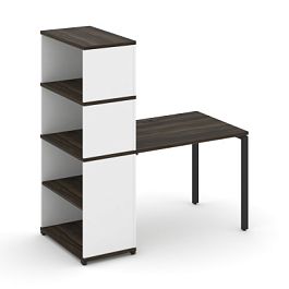 Concept Стол рабочий с опорным стеллажом с надставкой выс. CN.SP-213 Дуб Мали/Белый Бриллиант/Металл Черный 1400*720*1530 - Фото предпросмотра