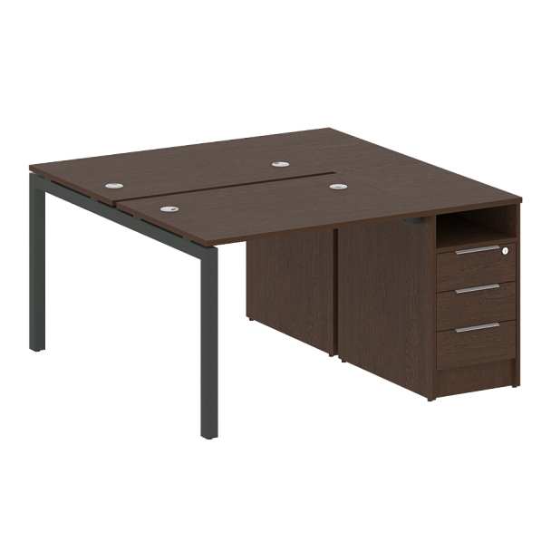 Metal System Quattro Р. ст. с тумбой на П-образном м/к 50БП.РС-СТП-2.1 Венге/Антрацит металл 1412*1475*750 - Вид 1