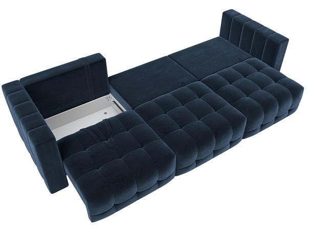 Диван прямой Лига-052 НПБ Лонг Велюр синий - Вид 9