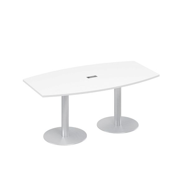 Стол 180x100 фигурный на опорах-колоннах переговорный A4 А4 ХР 112 белый премиум - Вид 1