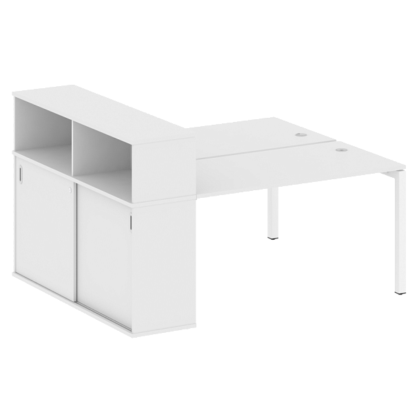 Metal System Quattro Р. ст. с шкафом-купе на П-образном м/к 50БП.РС-СШК-2.3 Т Белый/Белый металл 1810*1475*1098 - Вид 1