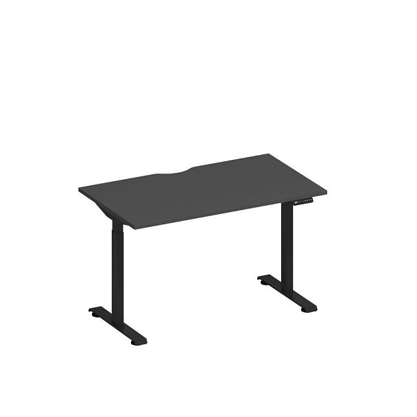 Стол письменный на электроприводе с вырезом Elevo А2 ЧР 002.2 АР антрацит премиум / черный гладкий - Вид 1