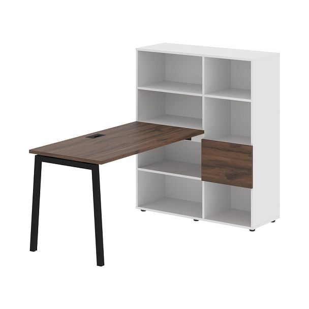 Стол-стеллаж ELRST 1113 Дуб Денвер тёмный/Черный/Белый 1790х1120х1355 EDIS - Вид 1