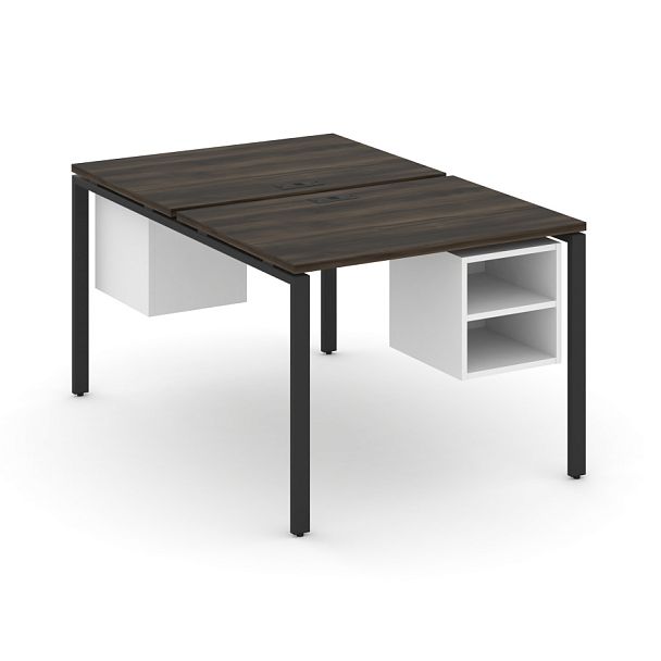 Concept Рабочая станция 2 сторонняя с подвесными тумбами на 2 места CN.DRS-105 Дуб Мали/Белый Бриллиант/Металл Черный 980*1480*750 - Вид 1