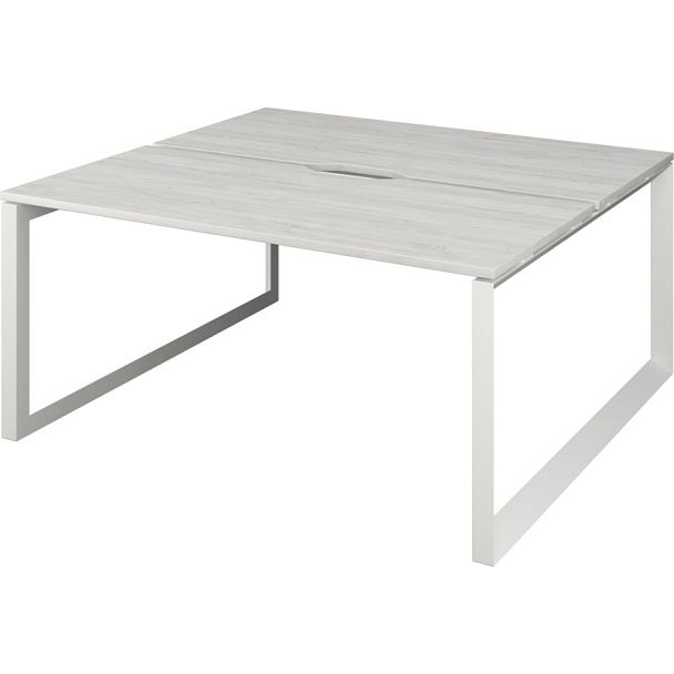 Бенч двойной на 2 рабочих места на металлокаркасе НТМП.О.Б2-140 Сосна винтер/Белый 1400x1496x750 Аргентум-МП - Вид 1