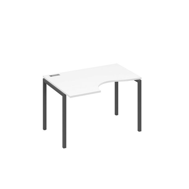 Стол эргономичный левый "Классика" на металлокаркасе DUE A4 А4 Б2 041 БП белый премиум / металлокаркас антрацит - Вид 1