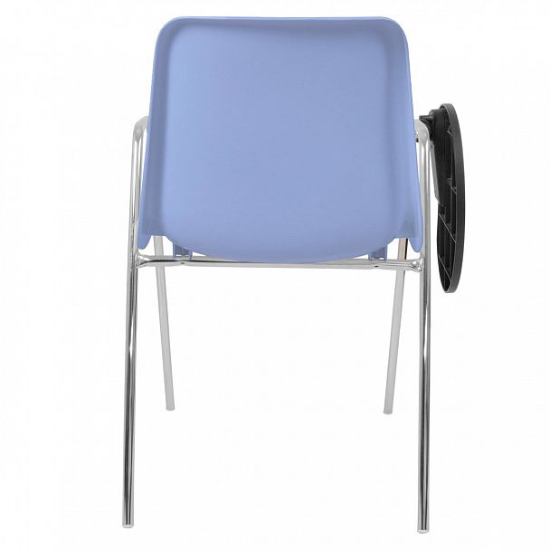 Стул Vicenza (4 ножки с подлокотниками + столик TLT), Каркас хром, голубой, стопируемый - Вид 4