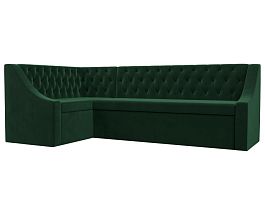 Кухонный угловой диван Мерлин левый (полностью велюр зеленый) - Фото предпросмотра