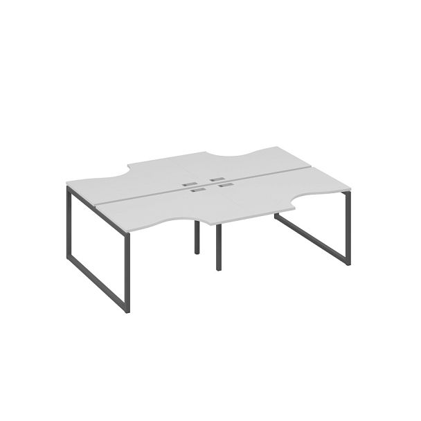 Рабочая станция столы (4х120) Классика опоры QUATTRO A4 А4 Б4 183-2 БП серый / металлокаркас антрацит - Вид 1