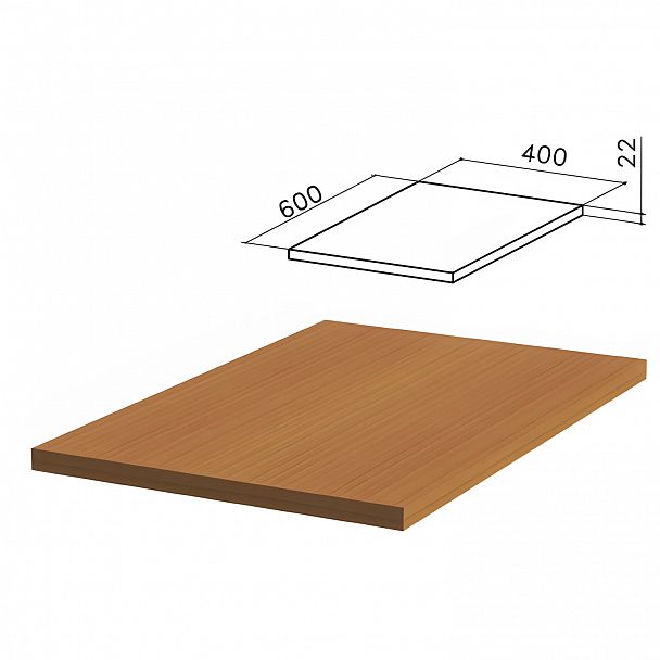 Крышка для тумбы приставной (код 640145) "Монолит", 400х600х22 мм, орех гварнери, ТМ02.3 - Вид 2