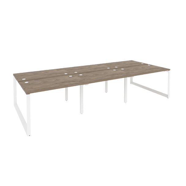 Onix Рабочая станция на О-образном м/к O.MO-D.RS-6.2.7 Тиквуд темный/Белый металл 3540*1475*750 - Вид 1