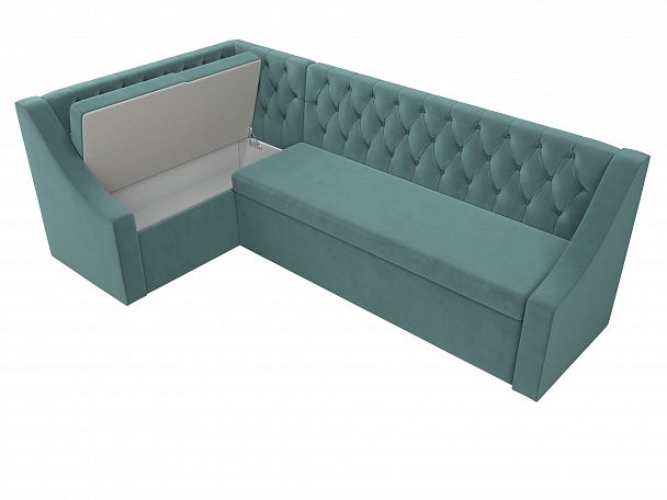 Кухонный угловой диван Мерлин левый (полностью Велюр бирюзовый) - Вид 7