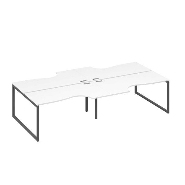 Рабочая станция QUATTRO (4х160) столы Классика A4 А4 Б4 185-2 БП белый премиум / металлокаркас антрацит - Вид 1