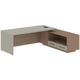 Стол руководителя с тумбой VCT 2319(R) Аметист/Бронза браш/Кобра 2300х1900х750 VELION - Фото предпросмотра