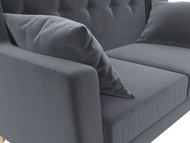 Прямой диван Брайтон 2 (полностью велюр серый) - Вид 4