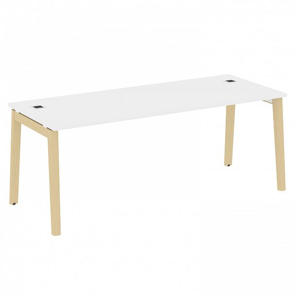 Стол рабочий руководителя "Onix wood direct" OW.SRR-6.8 белый/дуб светлый - Вид 1