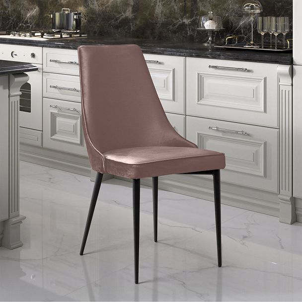 Стул Oliver, бархат пепельно-бежевый 25/ чёрный конус - Вид 8