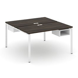 Concept Рабочая станция 2 сторонняя с подвесными тумбами на 2 места CN.DRS-103 Дуб Мали/Белый Бриллиант/Металл Белый 1380*1480*750 - Фото предпросмотра