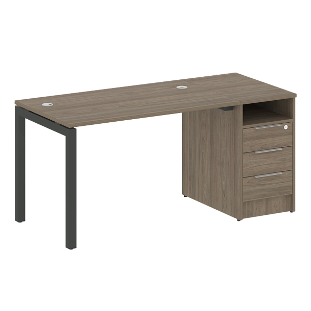 Metal System Quattro Р. ст. с тумбой на П-образном м/к 50БП.РС-СТП-1.2 Вяз/Антрацит металл 1612*720*750 - Вид 1