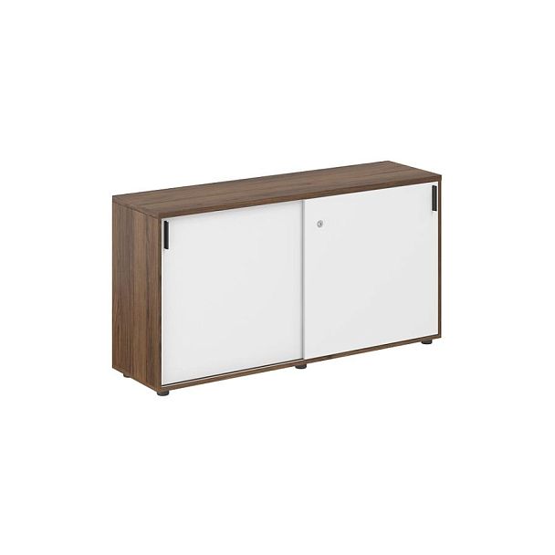 Шкаф купе 1438х400х750 низкий, с замком / корпус цвет: дуб модена, фасады: белый Сигма / Sigma - Вид 1