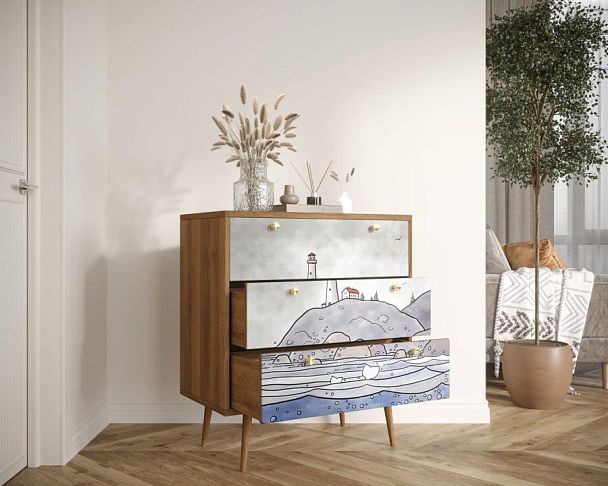 Комод Berber три ящика арт BB40/Print_51 - Вид 2