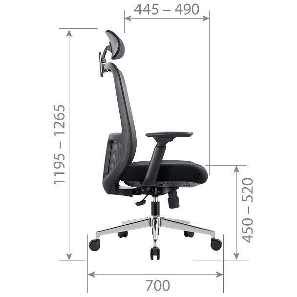 Кресло CHAIRMAN CH581, ткань/сетка, черный - Вид 7