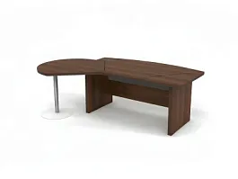 БЕРЛИН / BERLIN Стол руководителя с брифингом левый 2150х1500х760 Орех Вармия/Серый - Фото предпросмотра