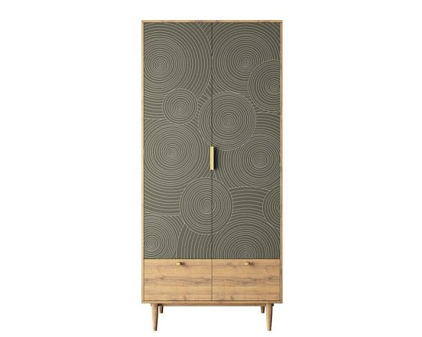 Шкаф двухстворчатый с ящиками Line R26/browngrey - Вид 1