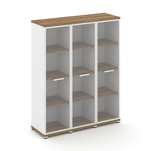 Concept Шкаф 3 узкие секции, 4 ниши CN.STU-436 RPW W Сандал Янтарный/Белый Бриллиант/Металл Белый/Прозрачный 1252*420*1554 - Вид 1