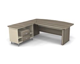Стол руководителя угловой с вставкой L,R 2000 Берлин Дрифтвуд СРУ.В 20-200 - Фото предпросмотра