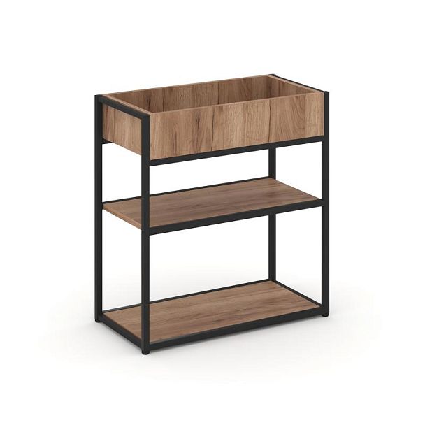 Rift Стеллаж Металл Антрацитический низкий приставной RF.STM-013 Дуб Табак/Металл Черный 796*350*750 - Вид 1