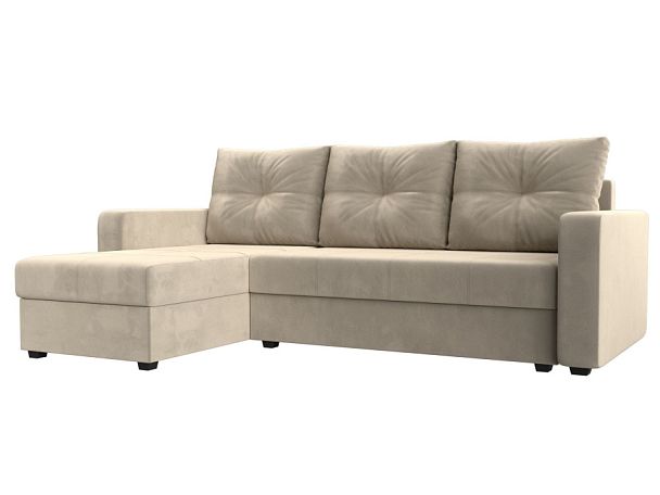 Диван угловой Ливерпуль Лайт левый угол Микровельвет бежевый - Вид 1