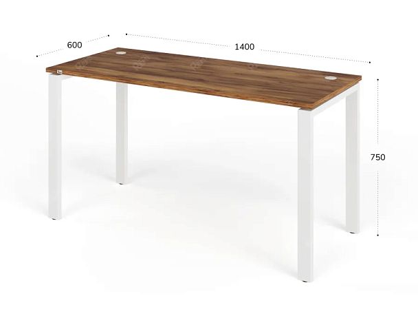 TANDEM RTD063-MK-140-SH Стол прямой на металлокаркасе ун-й 1400х600х750 Таксония шоколадная/Белый - Вид 2