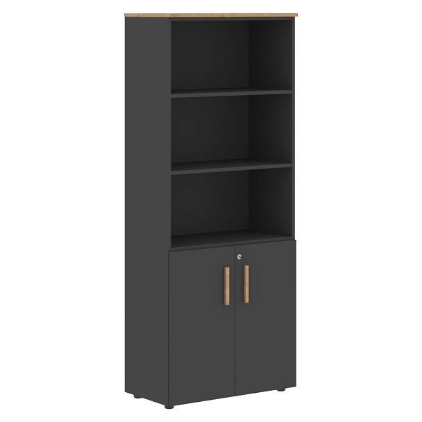 Шкаф с 1 комп-том малых дверей и топом FHC 80.5(Z) Черный графит/Дуб Гамильтон 802х429х1983 FORTA - Вид 1