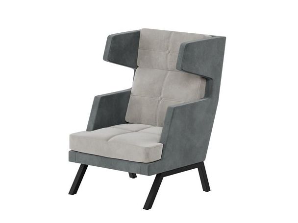 Aldo Кресло высокое с декором из пуговиц ALDB-01 Storm 022/Storm 017/Металл Черный 790*960*1180 - Вид 1