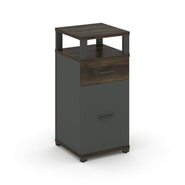 Concept Тумба опорная/приставная 1 ящ.+1 распаш. фасад с надставкой CN.TUO-006 W Дуб Мали/Антрацит/Металл Антрацит 420*420*917 - Вид 1